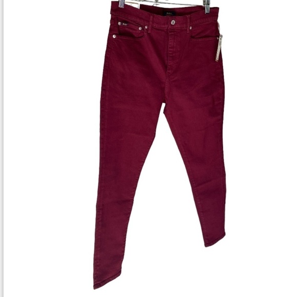 Polo Ralph Lauren jeans red plum color NEW high rise stretch Tompkins - Picture 4 of 13